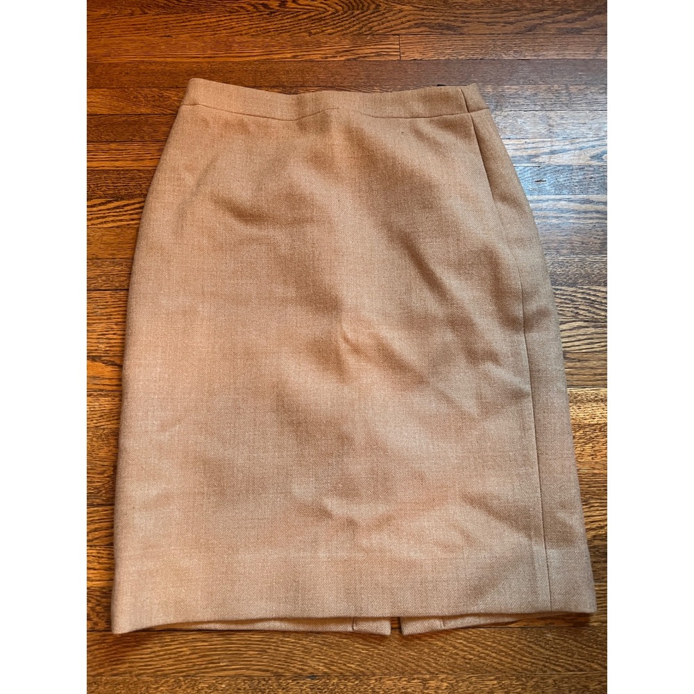 J.Crew No. 2 Pencil Skirt Camel Tan Wool Blend Professional Office Wear Size 4